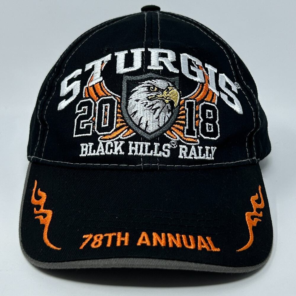 Sturgis Black Hills Motorcycle Rally 2018 Hat Baseball Cap Biker Strapback Black